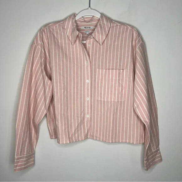Madewell Pink Striped Button Down Shirt - Picture 3 of 4